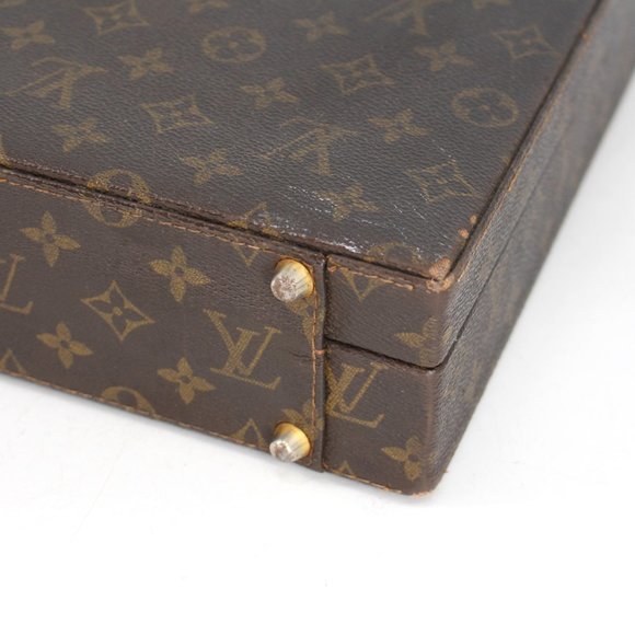 Louis Vuitton Attache Briefcase Trunk Brown Tan Leather LV Monogram President - Picture 6 of 9